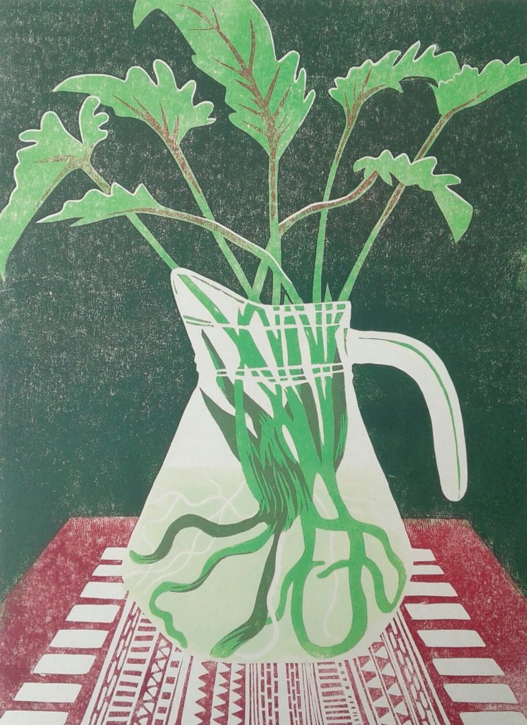 Erin Ricardo Aquatic Philodendron 2020 Linocut print on paper 220x300mm 2 768x1057