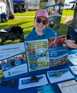 A Townsville Community Information Centre volunteer at a pop-up stall